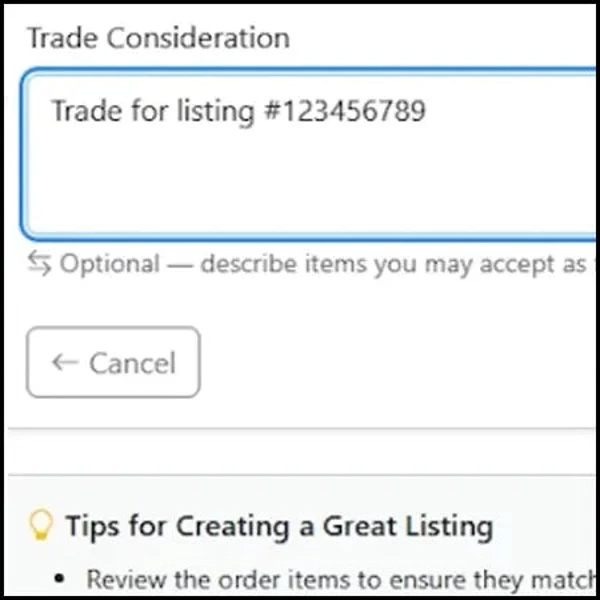 Trade offer details